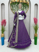 Load image into Gallery viewer, Purple Colour Heavy Embroidary Work Wedding Wear Lehenga
