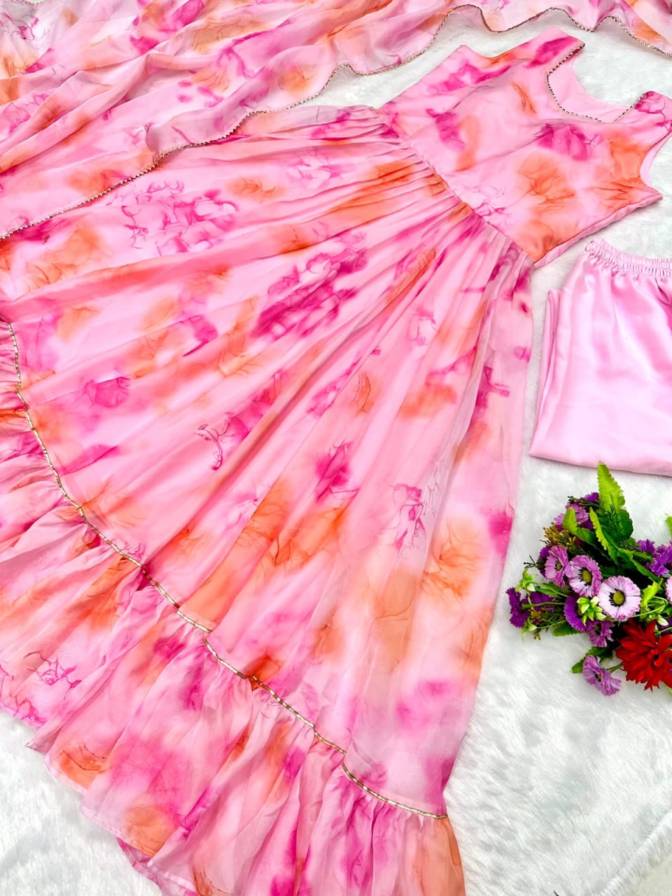 Soft Organza Printed Full Stiched Gown