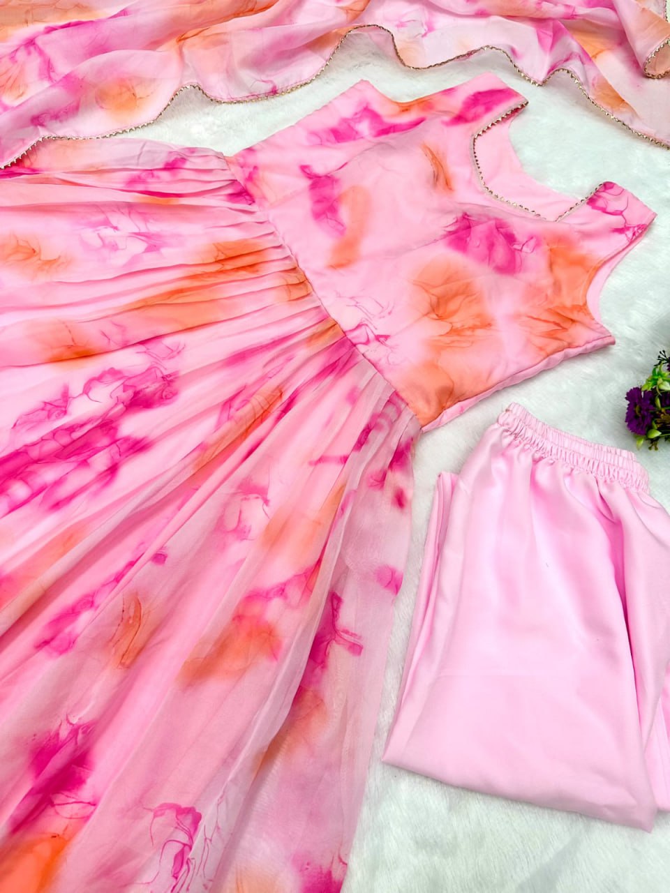 Soft Organza Printed Full Stiched Gown