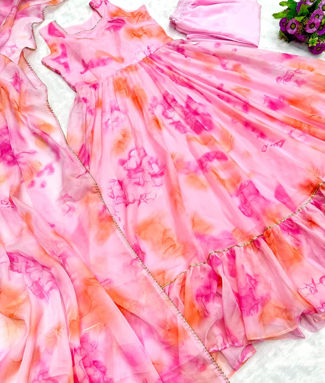 Soft Organza Printed Full Stiched Gown