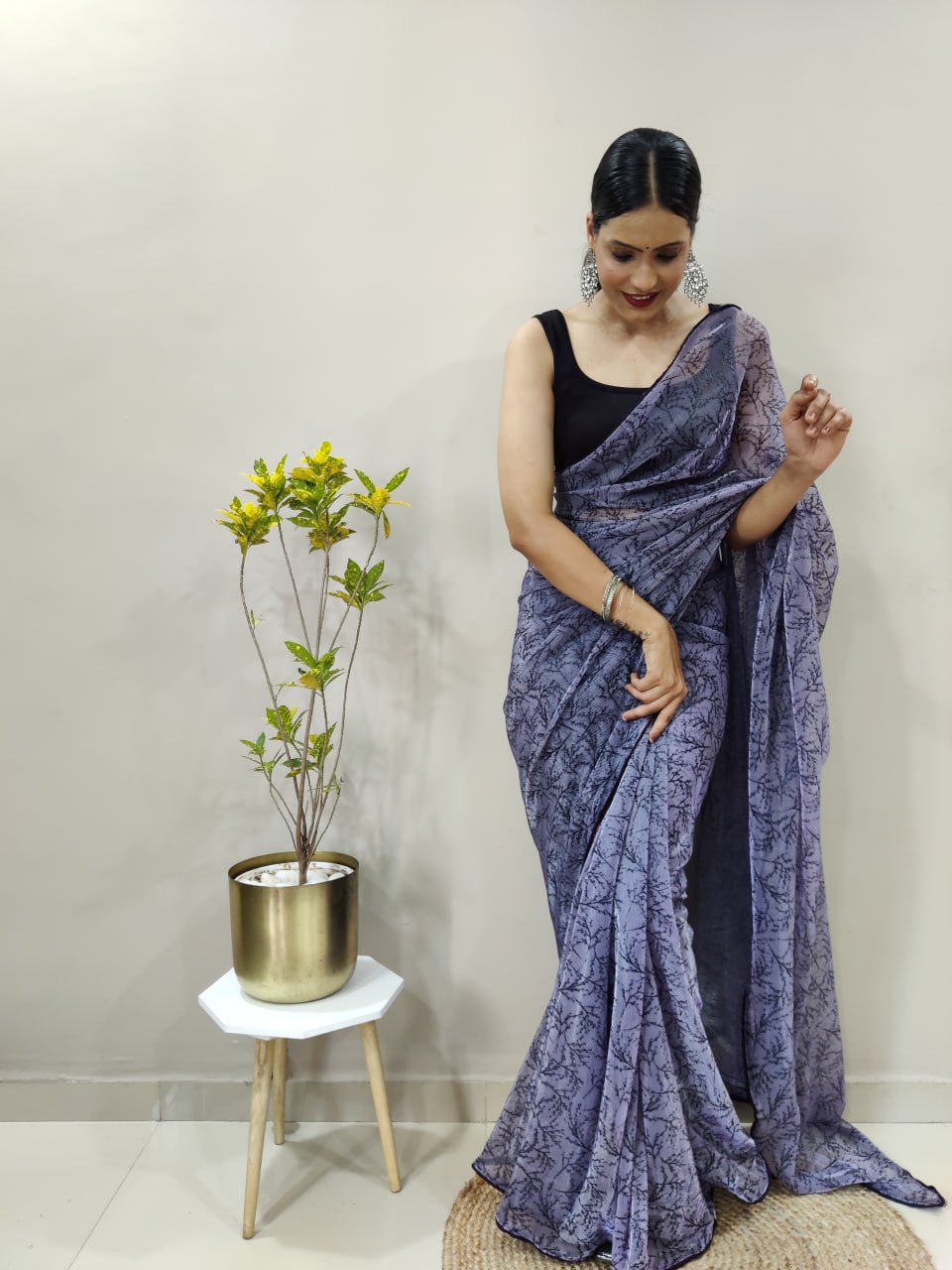 Fancy Imported Netting Fabric Party Wear Saree