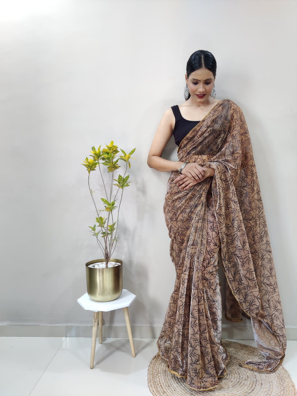 Fancy Imported Netting Fabric Party Wear Saree