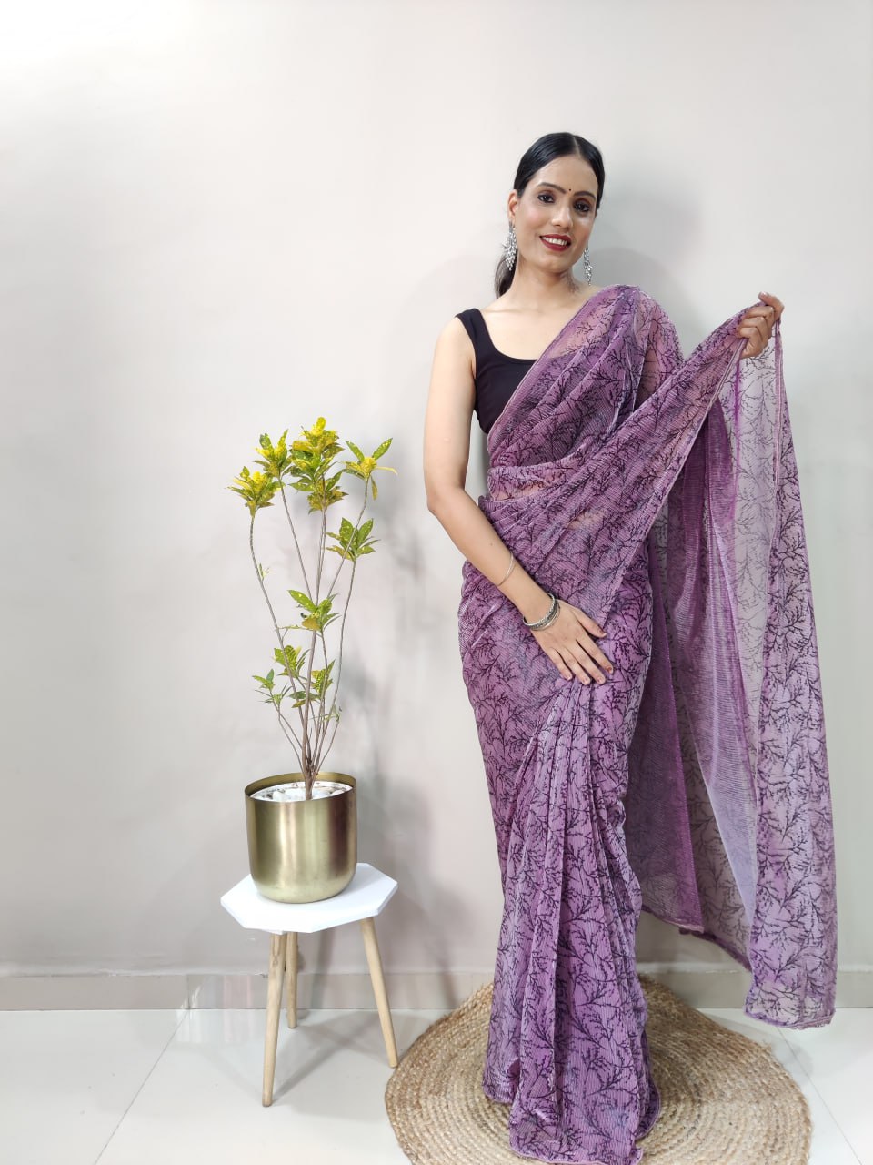 Fancy Imported Netting Fabric Party Wear Saree
