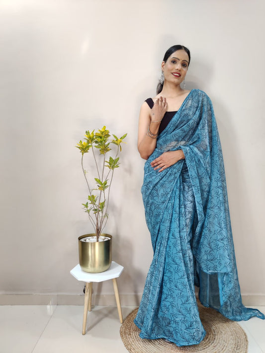 Fancy Imported Netting Fabric Party Wear Saree