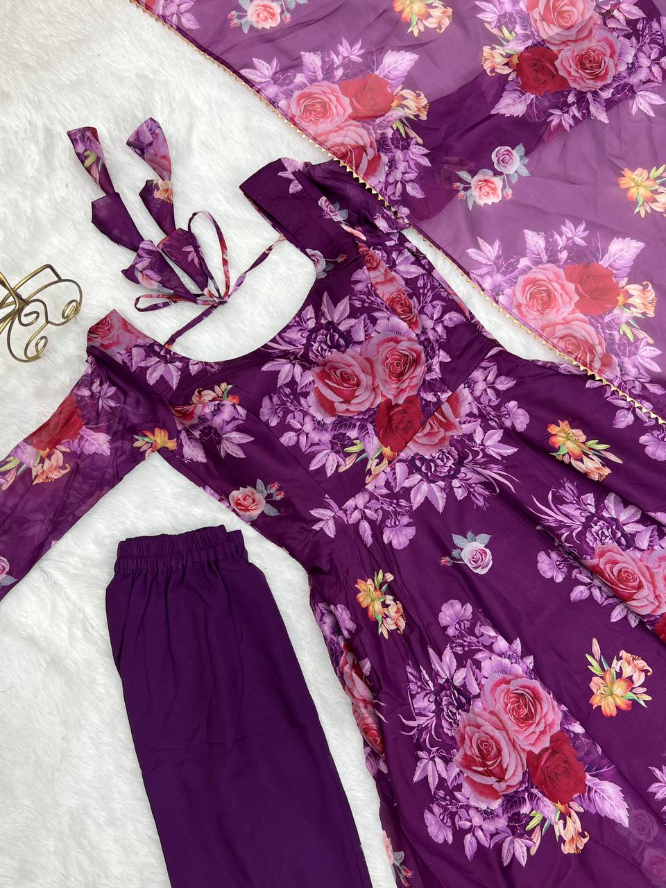 Party Wear Purple Ready to Wear Gown For Girls Wear