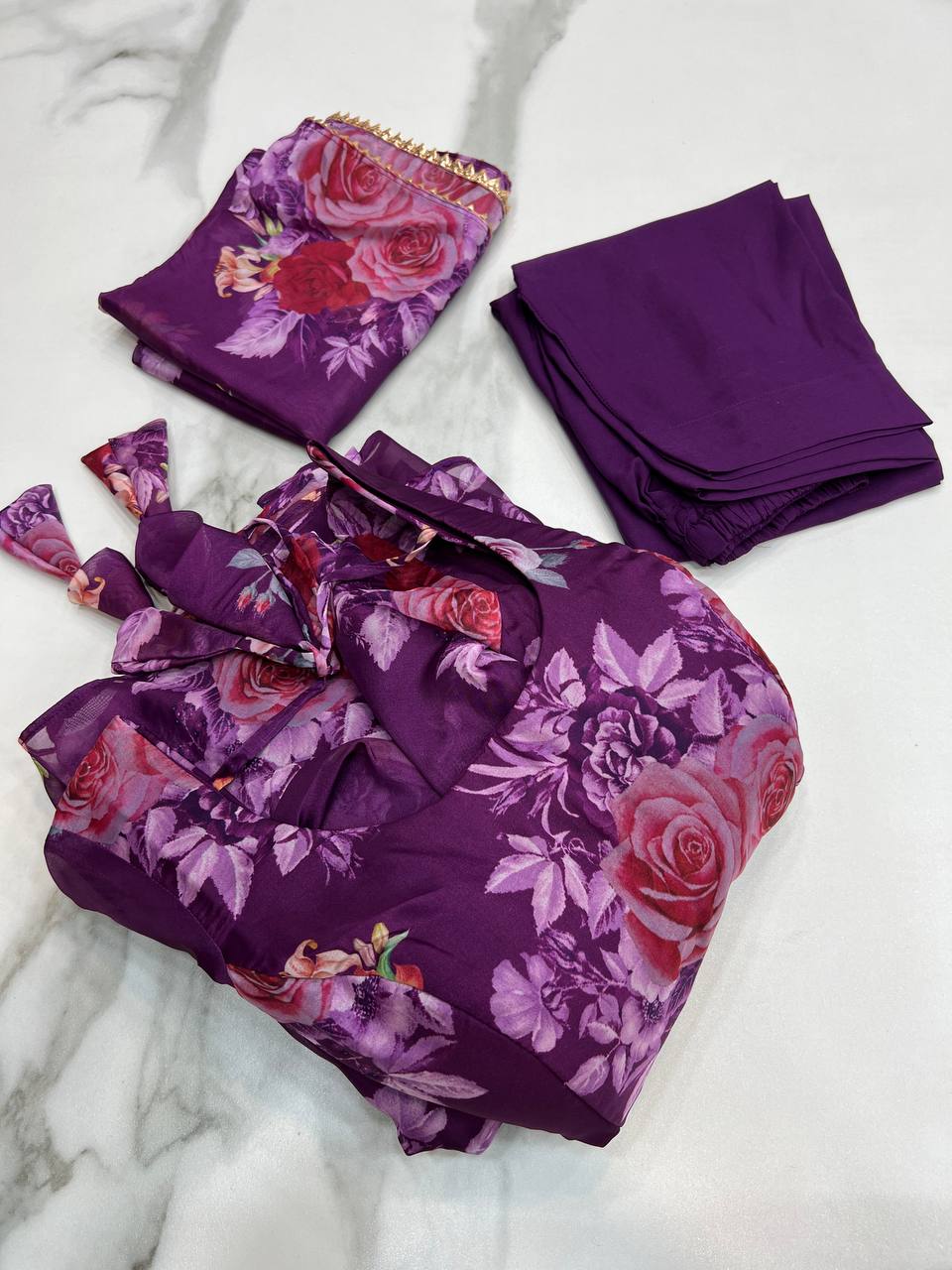 Party Wear Purple Ready to Wear Gown For Girls Wear