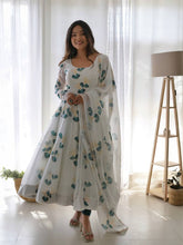 Load image into Gallery viewer, White Readymade Georgette Print Gown Style Frock For Girls Wear
