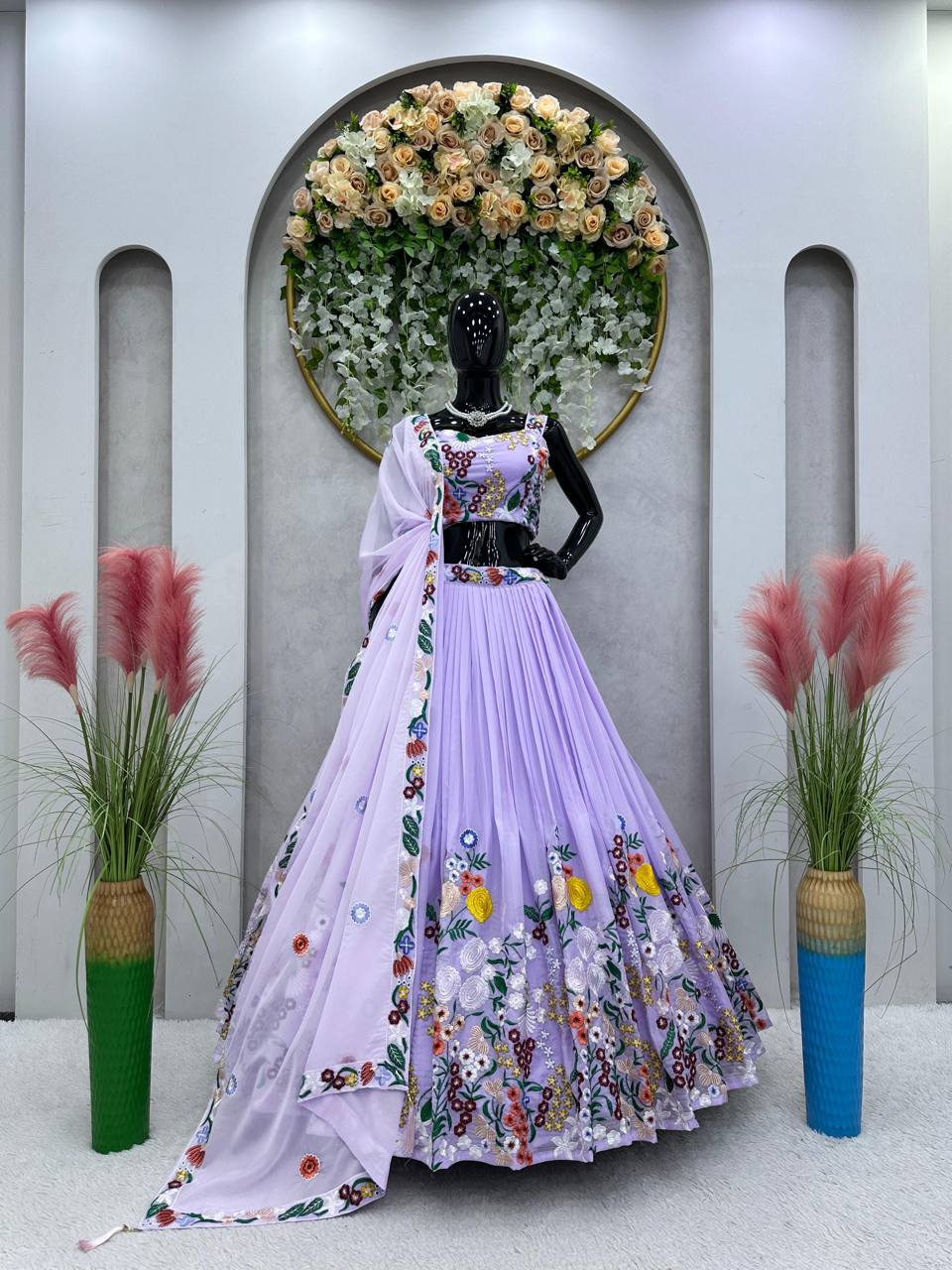 Wedding Wear Tuby Silk Embroidered Semi Stitched Lehenga Choli