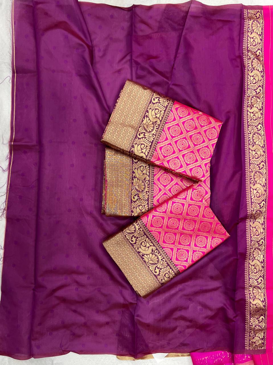 Pink Color Soft Lichi Silk Wedding Wear Saree