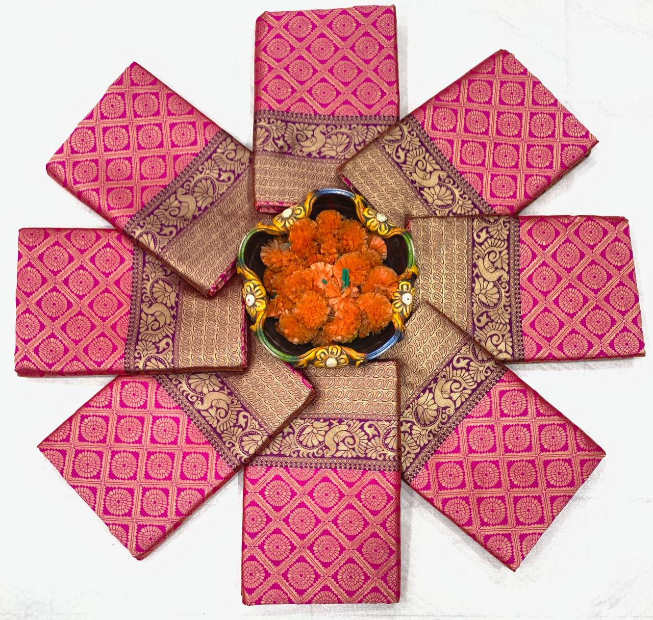 Pink Color Soft Lichi Silk Wedding Wear Saree