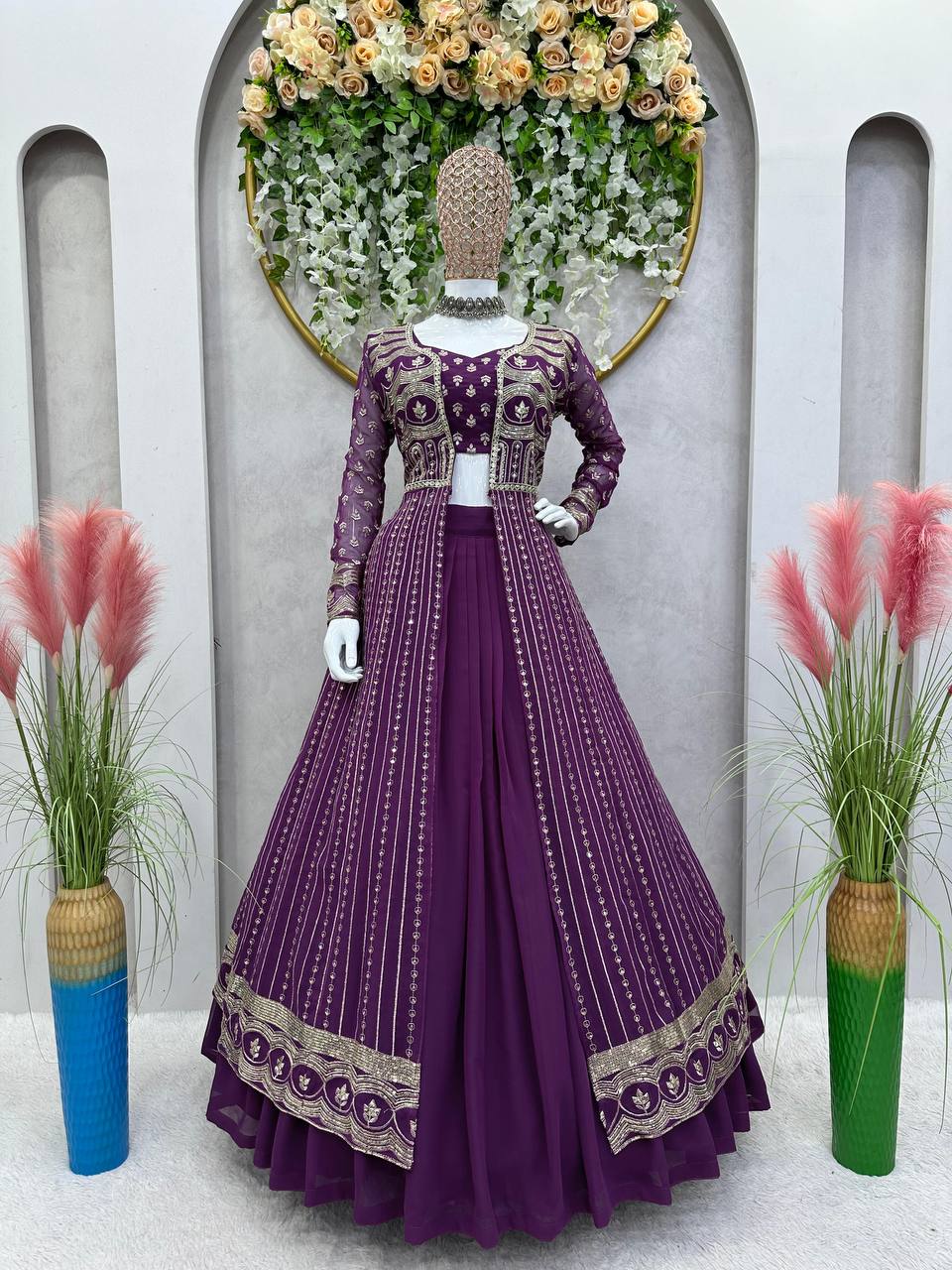 Latest Design Georgette Lehenga Choli Thread Work Collection