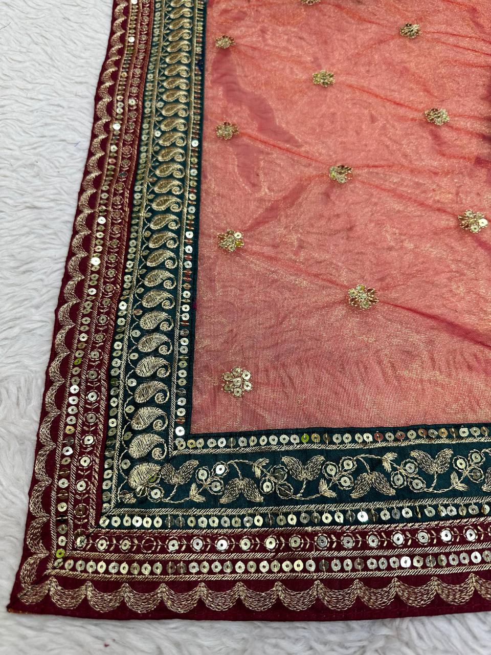 Beautiful Designer Saree On Jimmy Fabric With Thread  Sequence Work