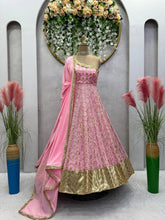 Load image into Gallery viewer, Designer Georgette Beautiful Pink Anarkali Suit , Pent With Dupatta
