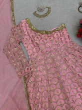 Load image into Gallery viewer, Designer Georgette Beautiful Pink Anarkali Suit , Pent With Dupatta
