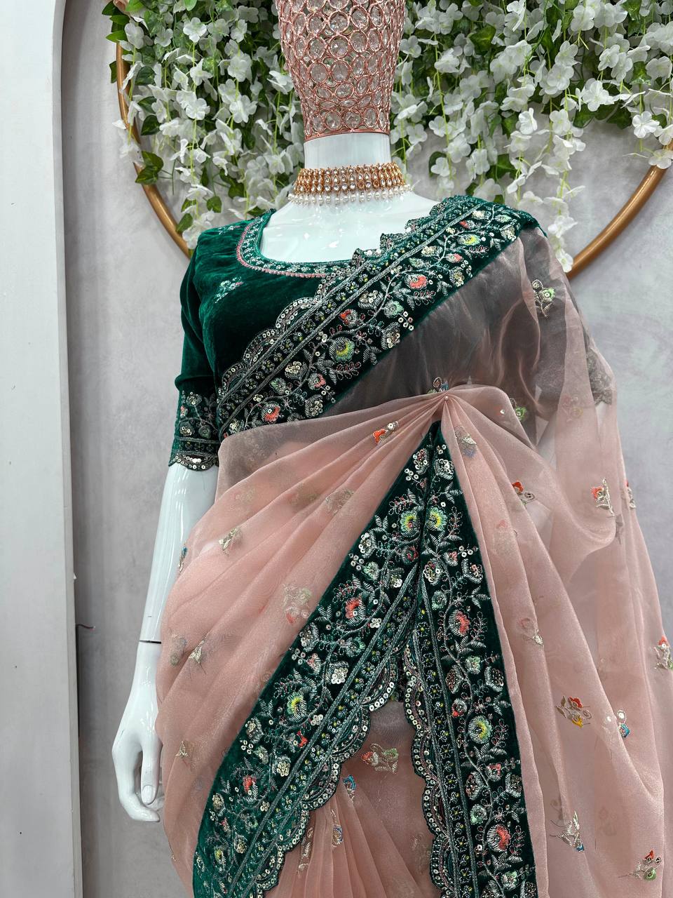 Designer  Saree Thread With Sequence Wedding