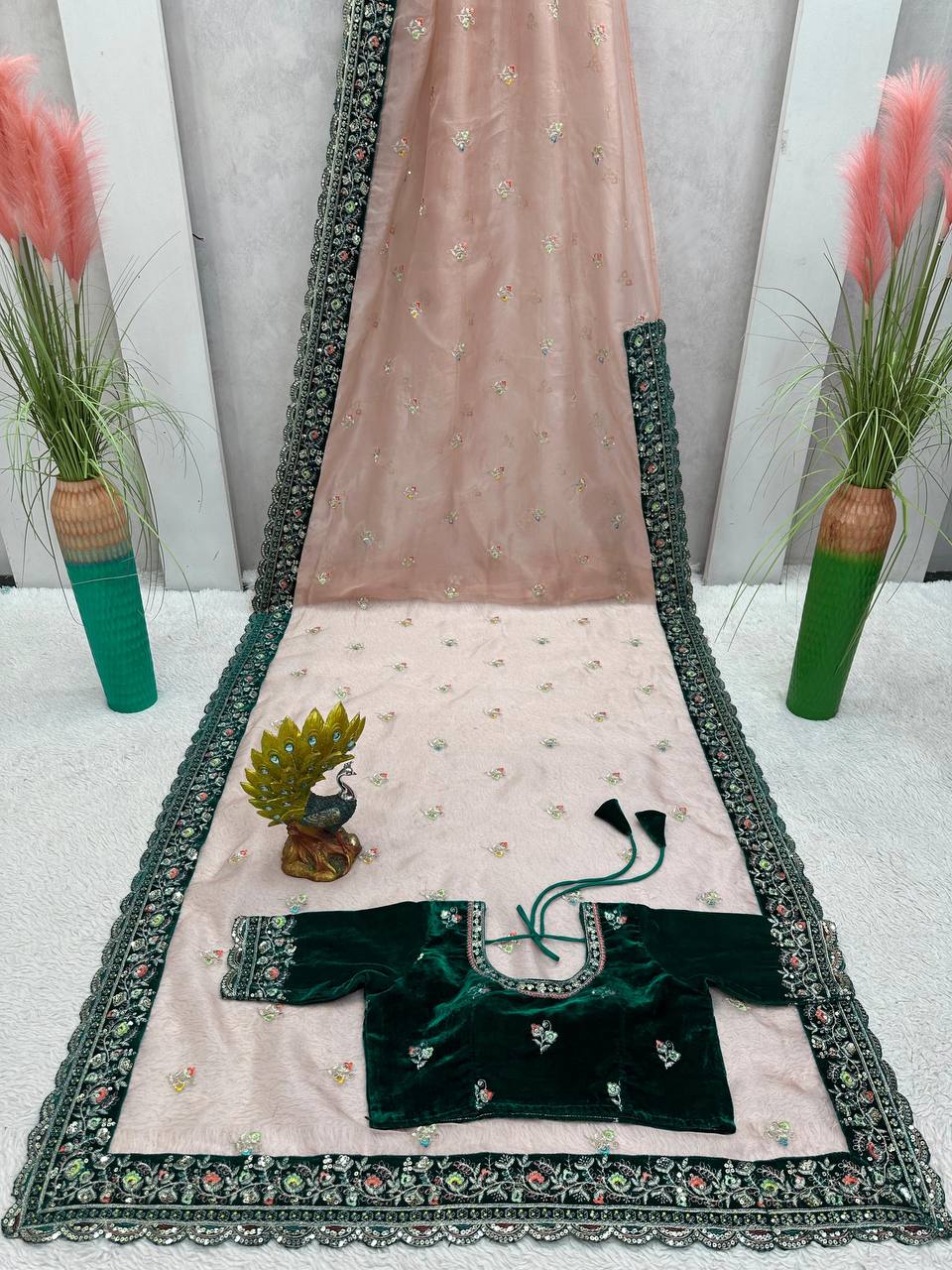 Designer  Saree Thread With Sequence Wedding