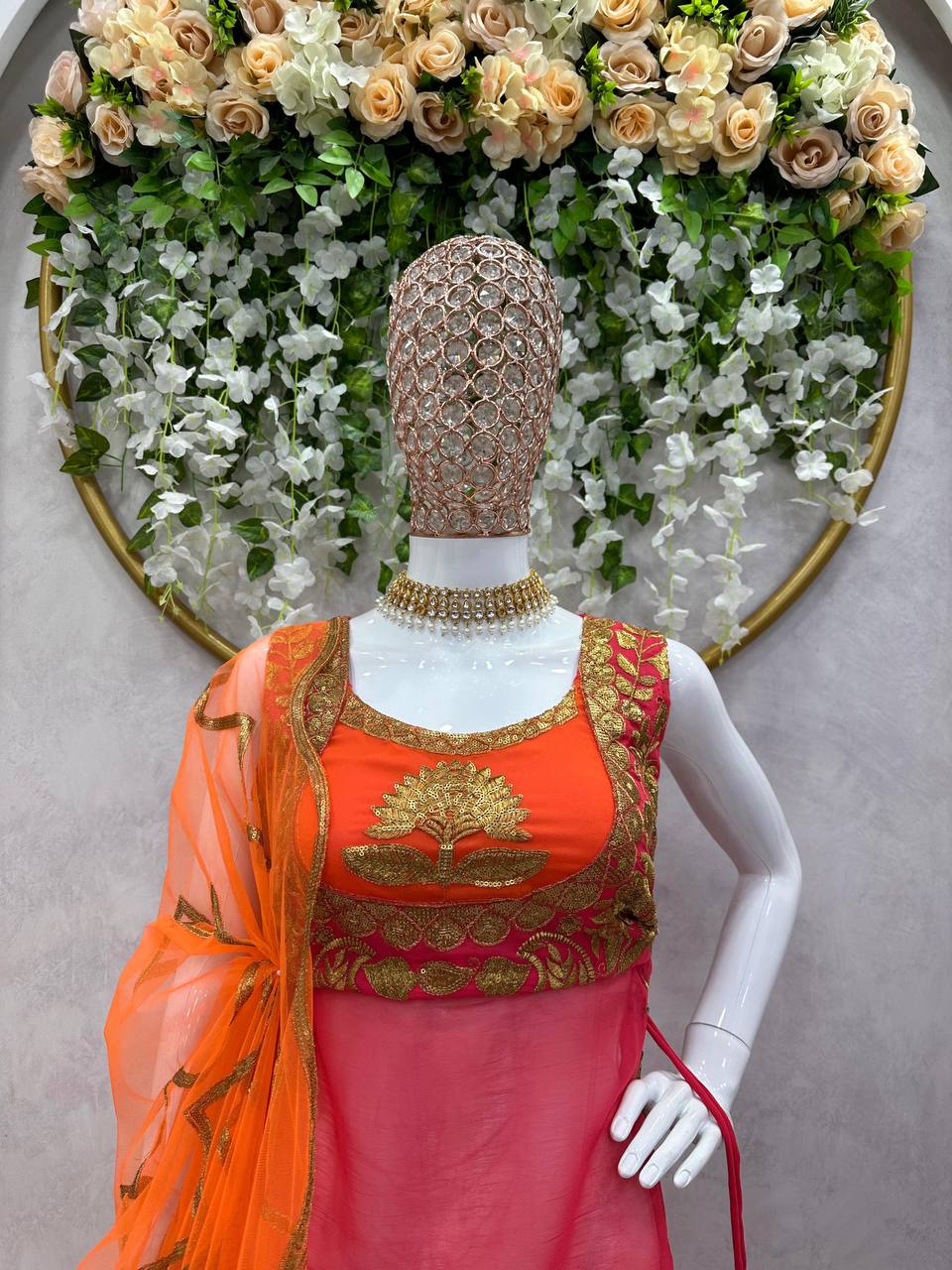 Amazing Georgette Fabric Fully Stitched Top , Plazo And Dupatta Occastional Wear
