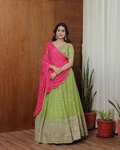 Load image into Gallery viewer, Green Georgette Fabric With Long Falir Thread &amp; Sequences Work Lehenga Choli
