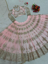 Load image into Gallery viewer, Amazing Peach Color Net Embroidered Work Wedding Wear Lehenga Choli
