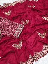 Load image into Gallery viewer, Sizzling Vichitra Silk Embroidery Sequence Work Fancy Designer Saree
