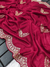 Load image into Gallery viewer, Sizzling Vichitra Silk Embroidery Sequence Work Fancy Designer Saree
