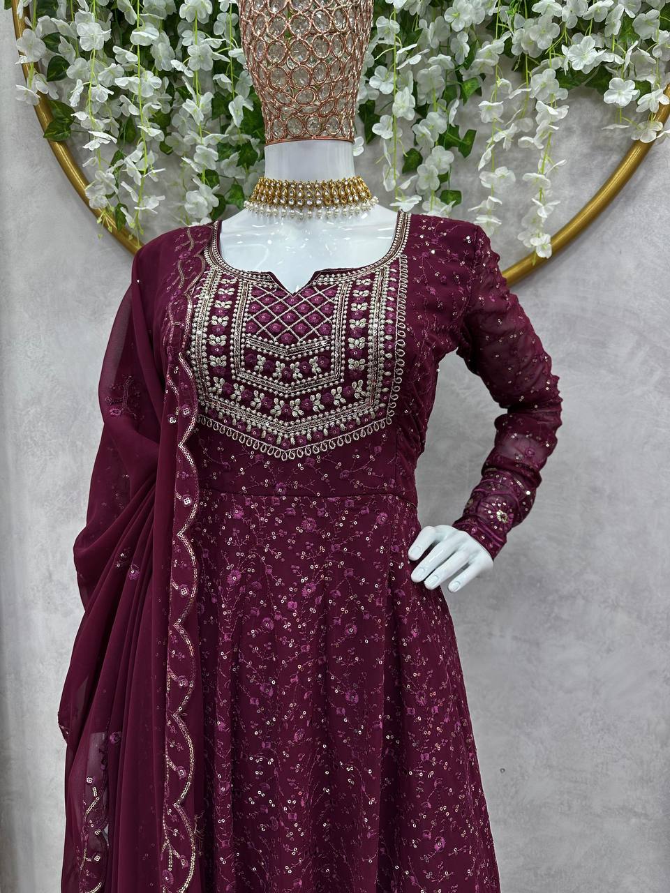 Designer Faux Georgette Sequence Work Ready to Wear Suit set