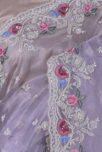 Load image into Gallery viewer, Purple Soft Berberry jummy Chhu Fabric Fancy Cut Work Border Saree
