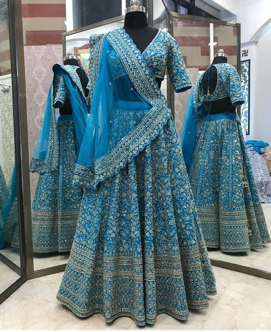 Blue Color Codding Work Wedding Wear Designer Lehenga Choli