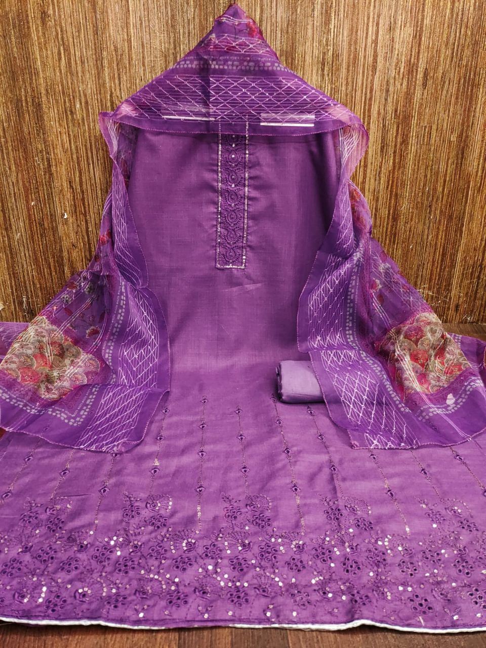 Function Wear Georgette Embroidered  Dress Material