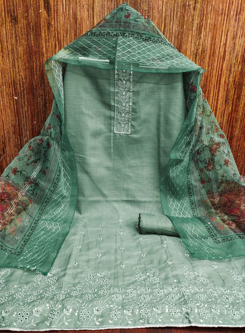 Function Wear Georgette Embroidered  Dress Material