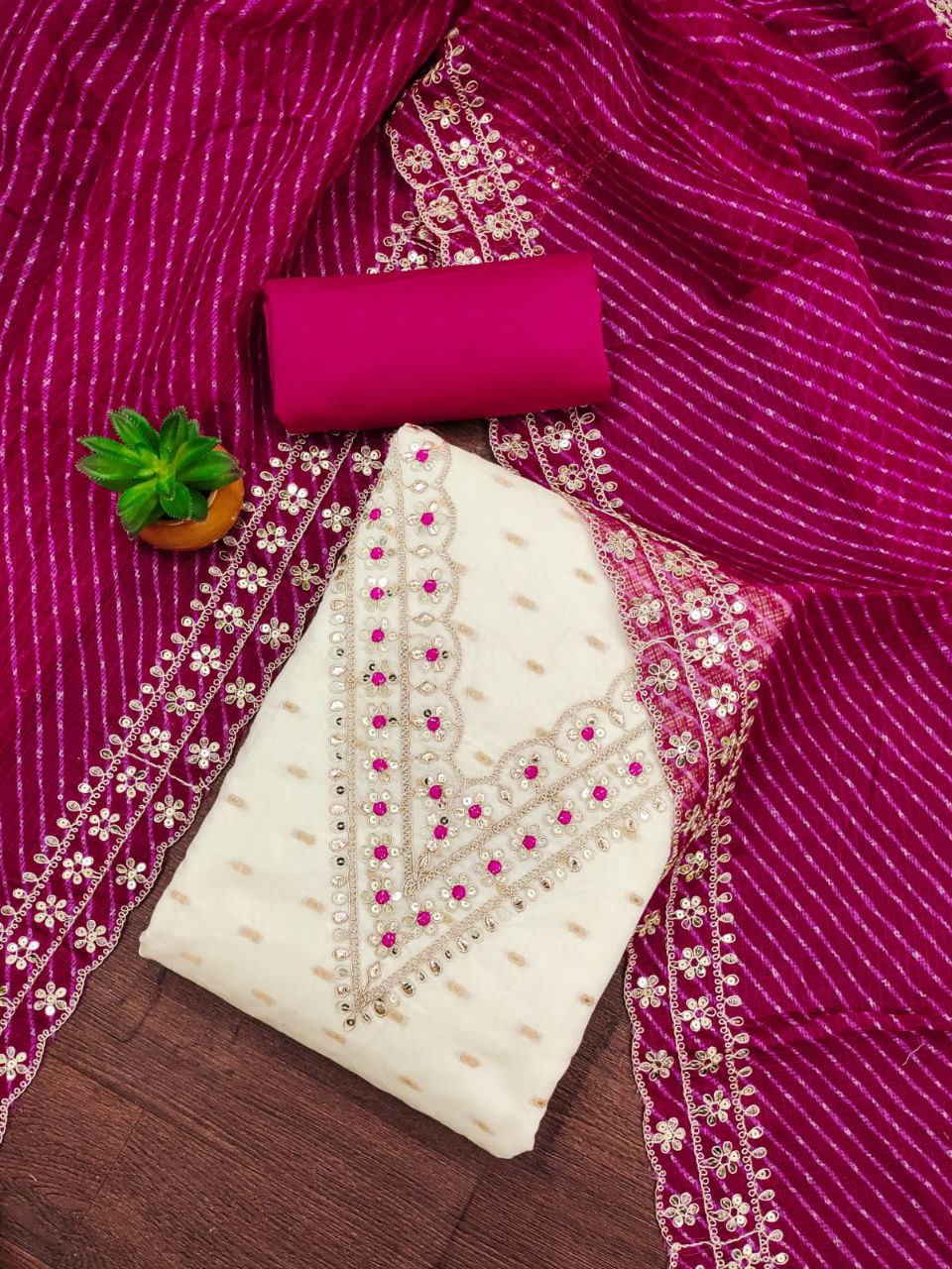 Wedding Wear Georgette Embroidered  Dress Material