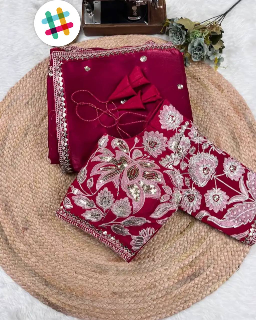 Beautiful Pink Colour Jimmy Chhu Silk Thread  Work Saree