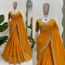 Load image into Gallery viewer, Tubby Silk Sequence Embroidary Worked Designer Saree With Heavy Blouse
