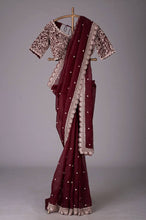 Load image into Gallery viewer, Tubby Silk Sequence Embroidary Worked Designer Saree With Heavy Blouse
