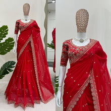 Load image into Gallery viewer, Tubby Silk Sequence Embroidary Worked Designer Saree With Heavy Blouse
