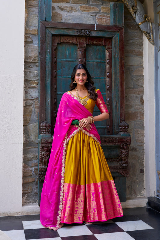 South Indian Narayan Pattu Wedding Wear lehenga Choli