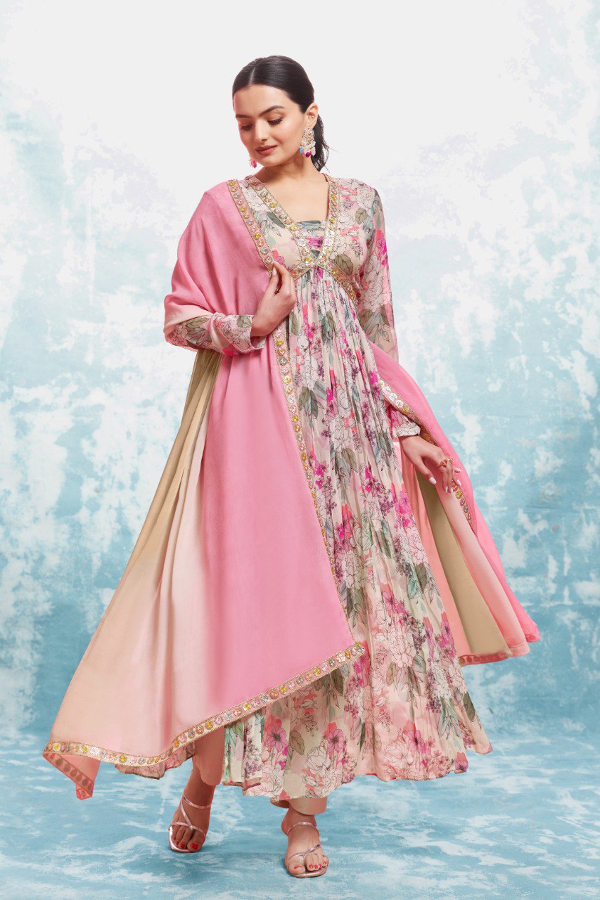 Digital Printed Floral Multie Colour Fully Stitched Dress