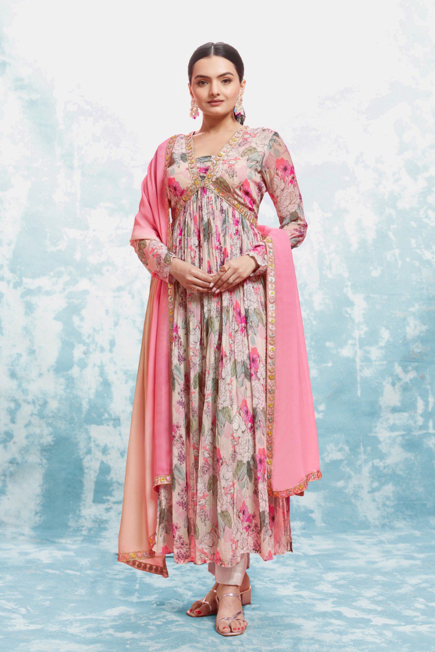 Digital Printed Floral Multie Colour Fully Stitched Dress