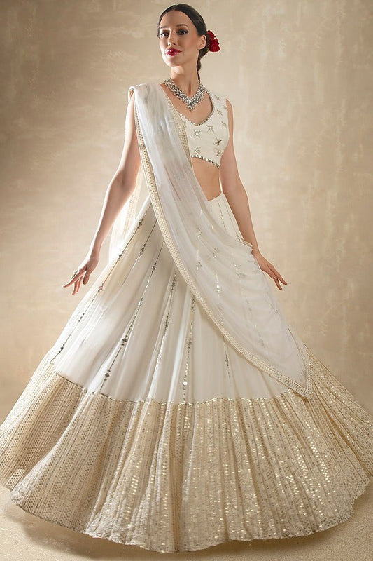 Wedding Wear Embroidary And Sequence Worked Georgette Lehenga Choli