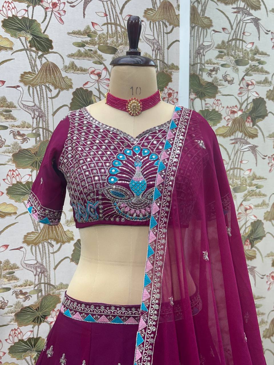 Magenta Colour  New Peacock Work Wedding Wear Lehenga Choli