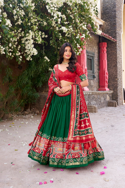 Patola Printed Tussar Silk Lehenga Choli With Dupatta