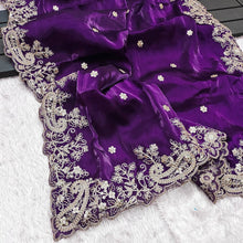 Load image into Gallery viewer, Purple Color Silk Embroidered Saree Blouse
