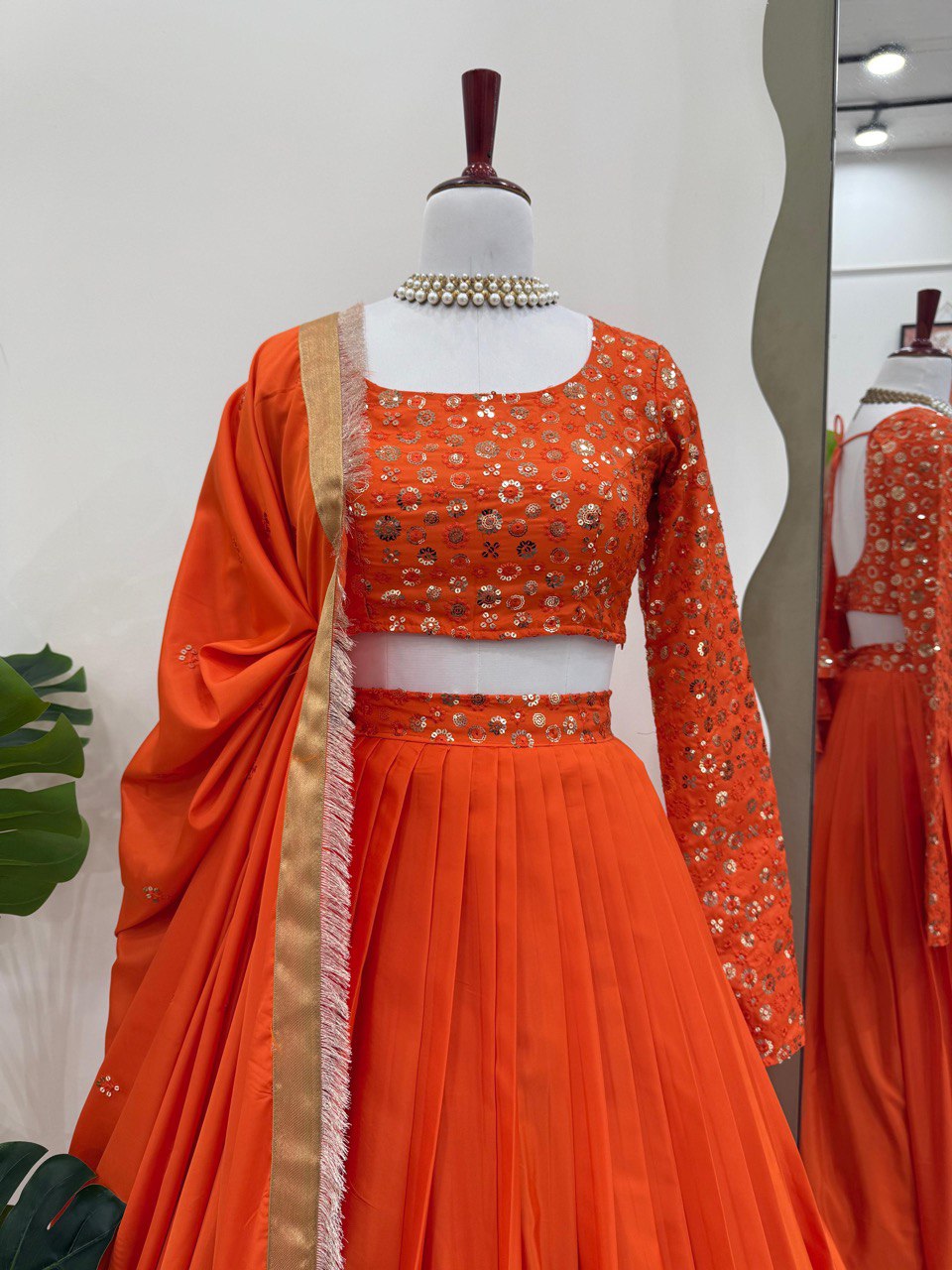 Women's Stunning Sequence Thread Work American Silk  Wedding Wear Lehenga Choli