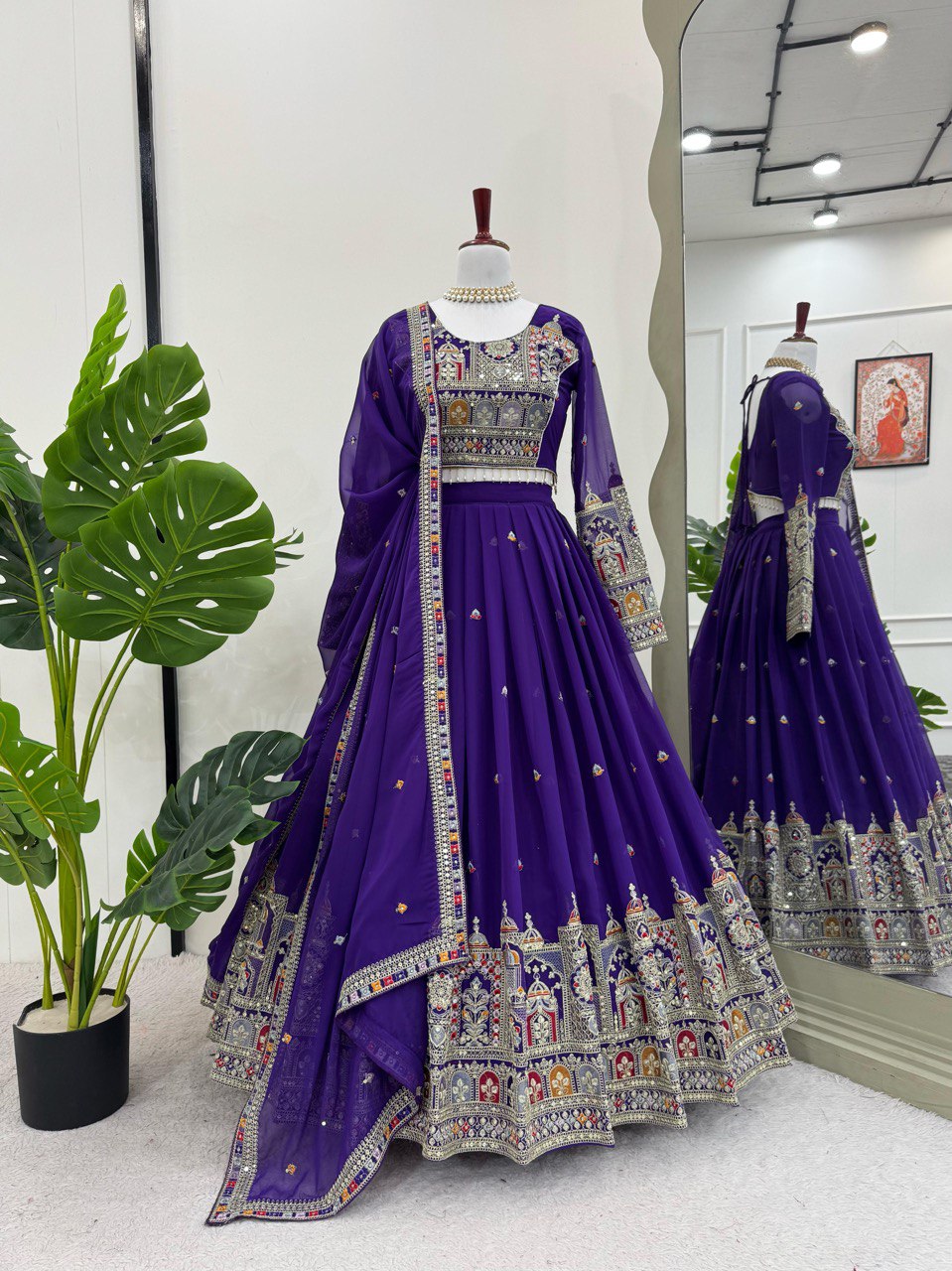 Purple Codeing Dori With Thread With Sequnce Work Lehenga Choli