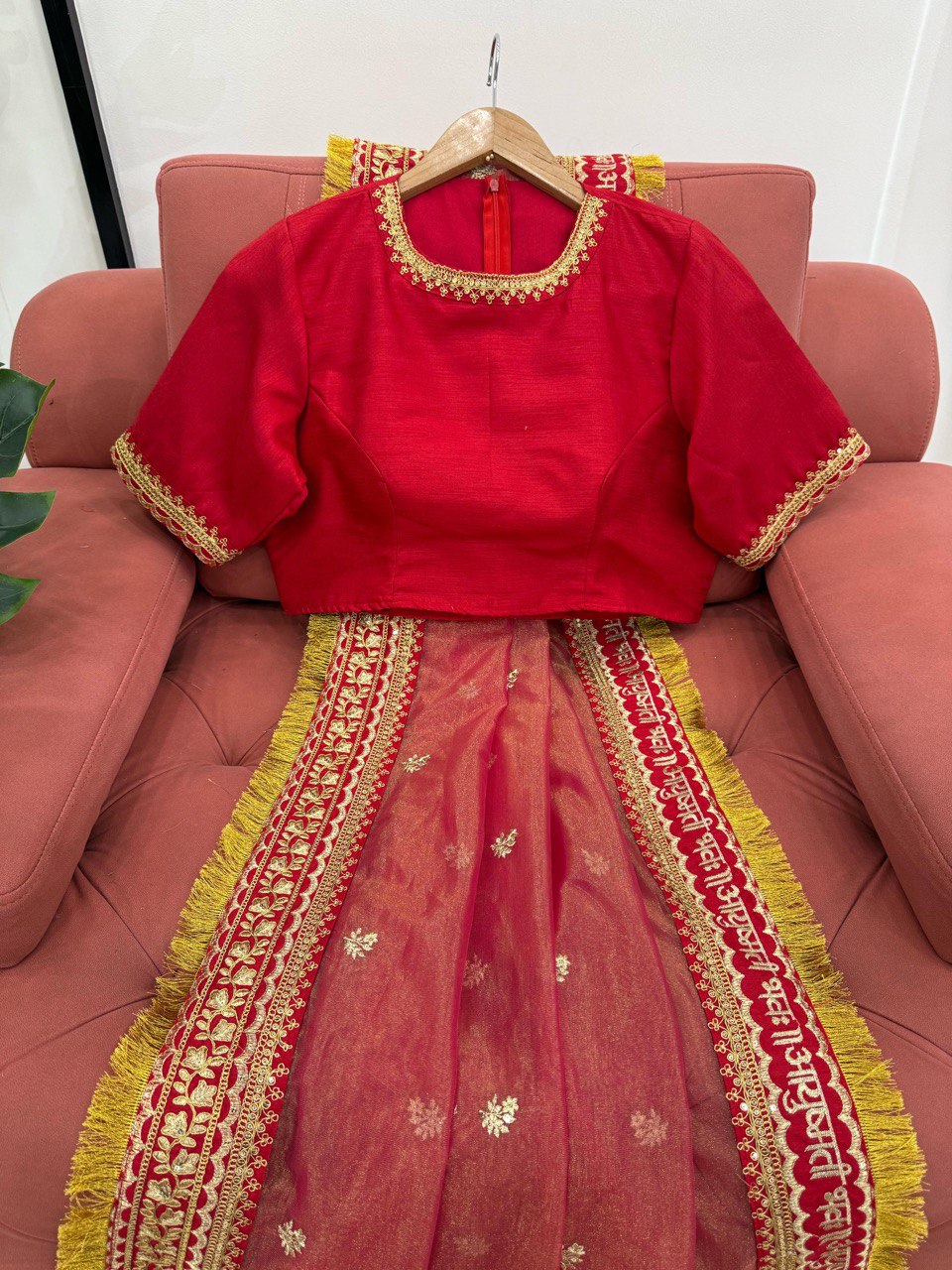 Latest Red Saree Twil Net And Mono Benglori Silk