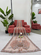 Load image into Gallery viewer, Dazzling Peach Colour Party Wear Soft Net Saree
