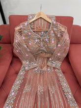 Load image into Gallery viewer, Dazzling Peach Colour Party Wear Soft Net Saree
