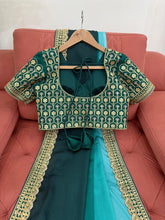 Load image into Gallery viewer, Sky And Rama Colour Chinon Silk Thred With Sequnce Lace Work Saree
