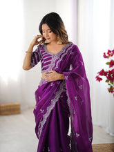 Load image into Gallery viewer, Wedding Wear Jimmi Chu Silk Sequence Work Saree
