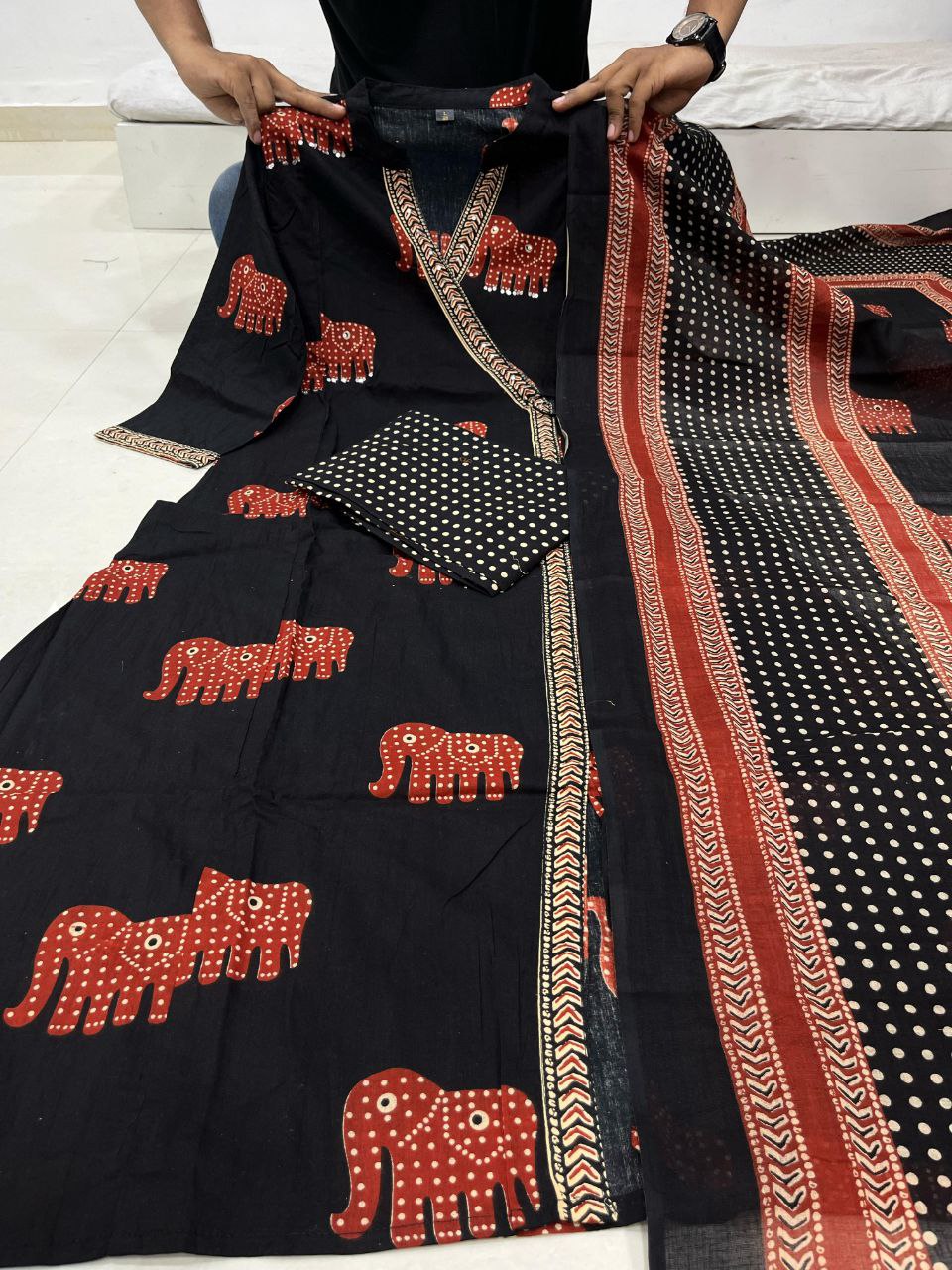 New Angrakha Style Neck Design Pure Cotton Stiched Outfite With Beautiful Duppata